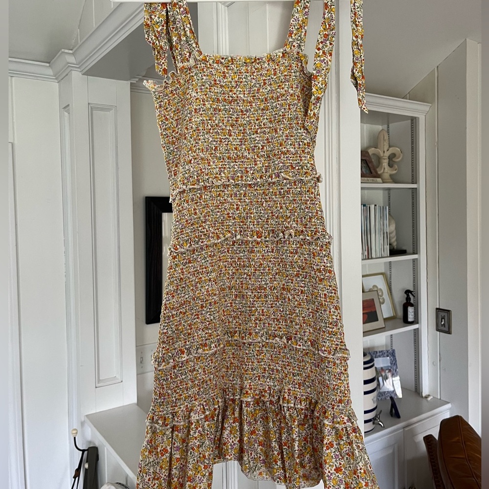 Smocked Ruffle Dress Flowered